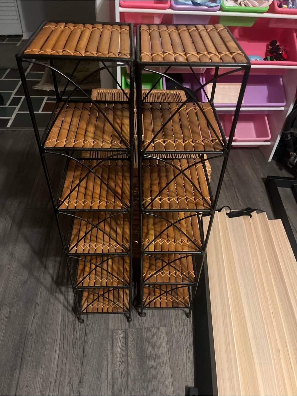 Woven Bamboo & Metal 8-Tier Shelf Unit - Natural Brown